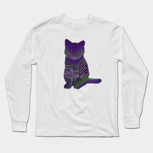 Meow Meow - Purple & Green Long Sleeve T-Shirt